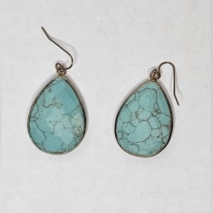 [Moon River] Turquoise Dangle earrings Gold Setting □Marbled Stones□